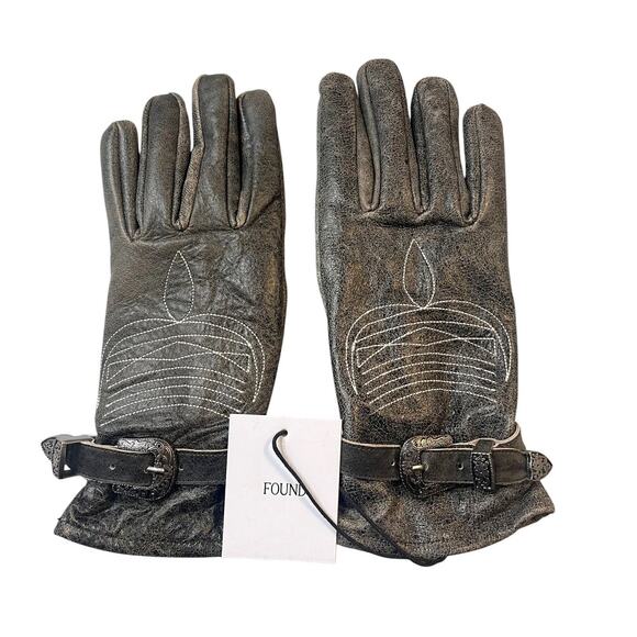 FOUND Distressed Leather Western Gloves Women's Size Small / Medium Cowboy NEW - Picture 2 of 6